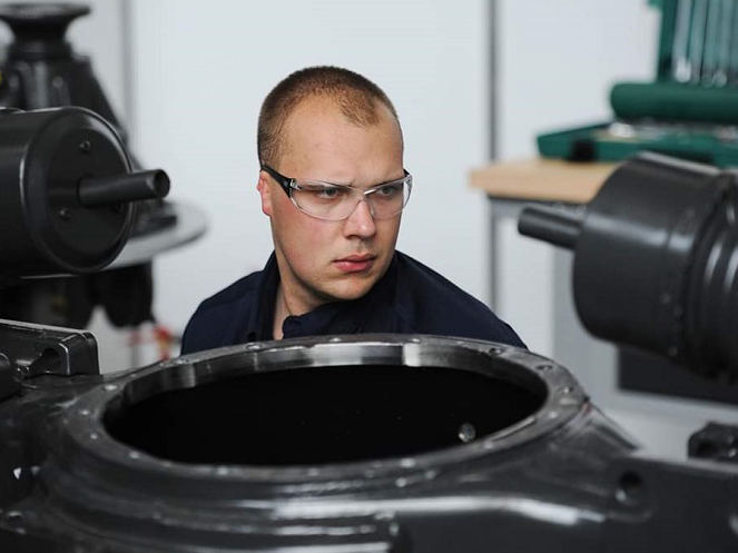 A heavy vehicle technology competitor from the United States at WorldSkills Kazan 2019.