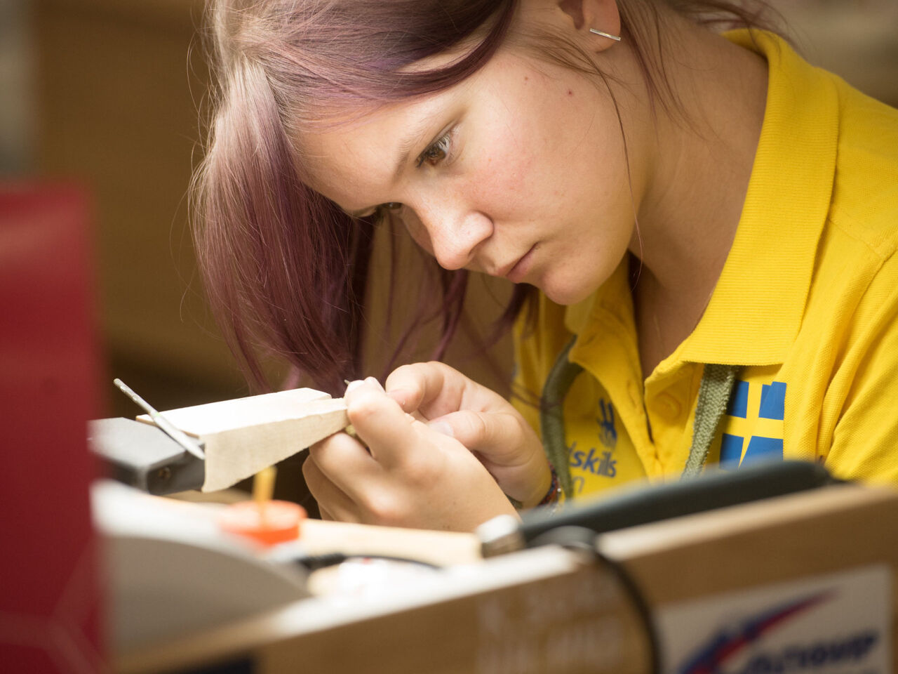 A jewellery competitor from Sweden at WorldSkills Kazan 2019.